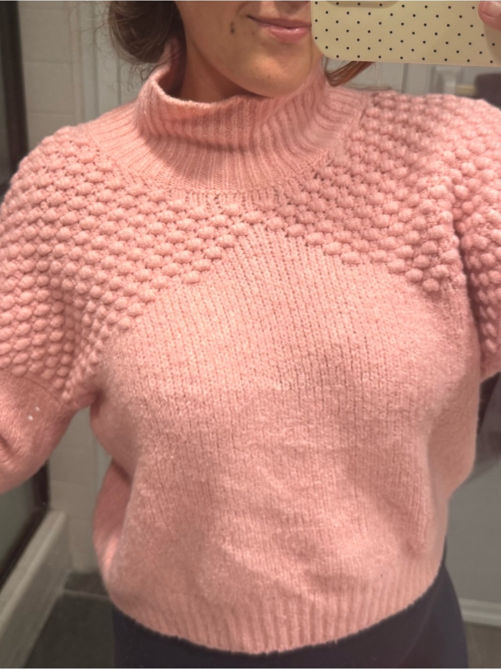 Free People Pastel Pink Bobble Knit Turtleneck Sweater